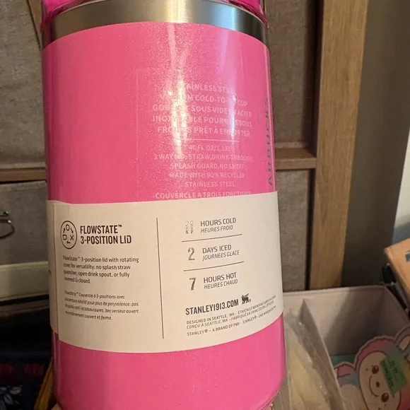 Stanley 40 Oz Pink Travel Tumbler with Handle, NIB, Straw And Topper Incl. - Picture 4 of 4